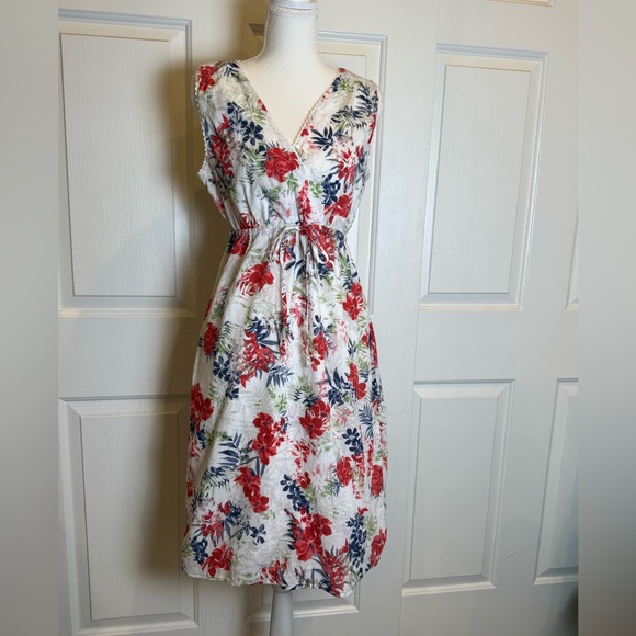 Eddie Bauer Floral Midi Dress Size 6 Cottagecore Summer Lightweight Cotton - Picture 3 of 10